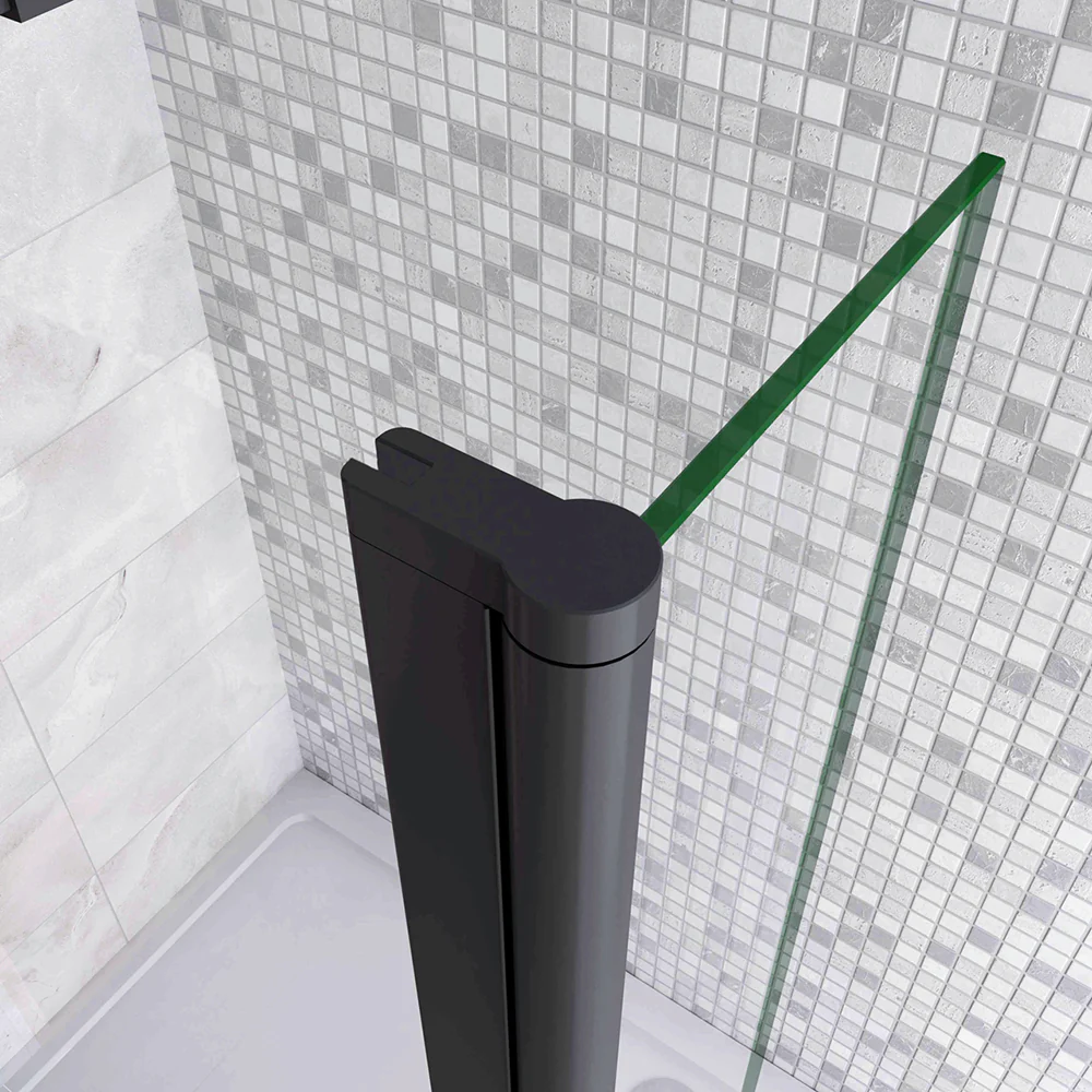 30-40x200cm Box Doccia Walk In Paretina Movibile Paraspruzzo Vetro Temperato da 8mm Trasparente Anticalcare Telaio Nero Opaco - Image 8