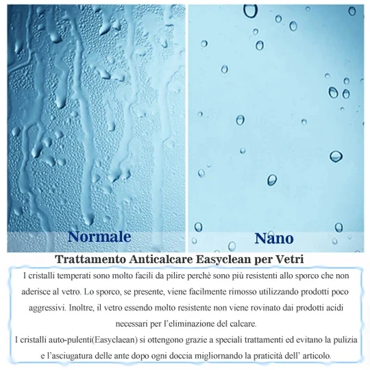 Aica 185 cm Porta Doccia Per Nicchia Battente e Pieghevole a Libro In Vetro Temperato Trasparente Anticalcare Da 6 mm - Image 8