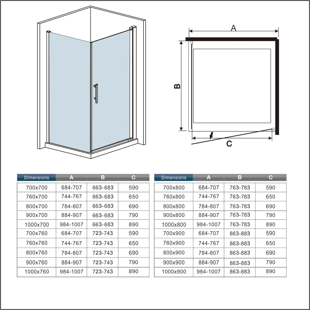 Aica Box Doccia Angolare Porta Battente Trasparente Vetro Temperato Anticalcare Barra Stabilizzatrice da 90/140cm Alto 187cm - Image 5