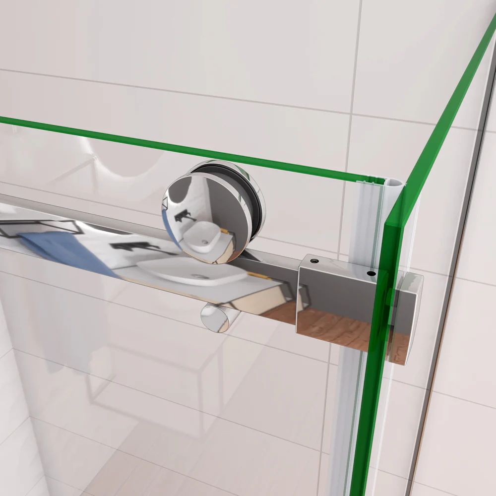 Aica 195cm Box Doccia Angolare Porta Scorrevole Ingresso Laterale Vetro 8mm Temperato Anticalcare Trasparente Telaio Cromato Lucido - Image 7