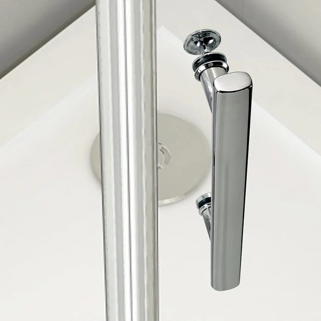 Aica Box Doccia Angolare Porta Battente Trasparente Vetro 6 mm Temperato Anticalcare Parete Fissa Barra Stabilizzatrice da 90/140 cm Alto 197cm - Image 6
