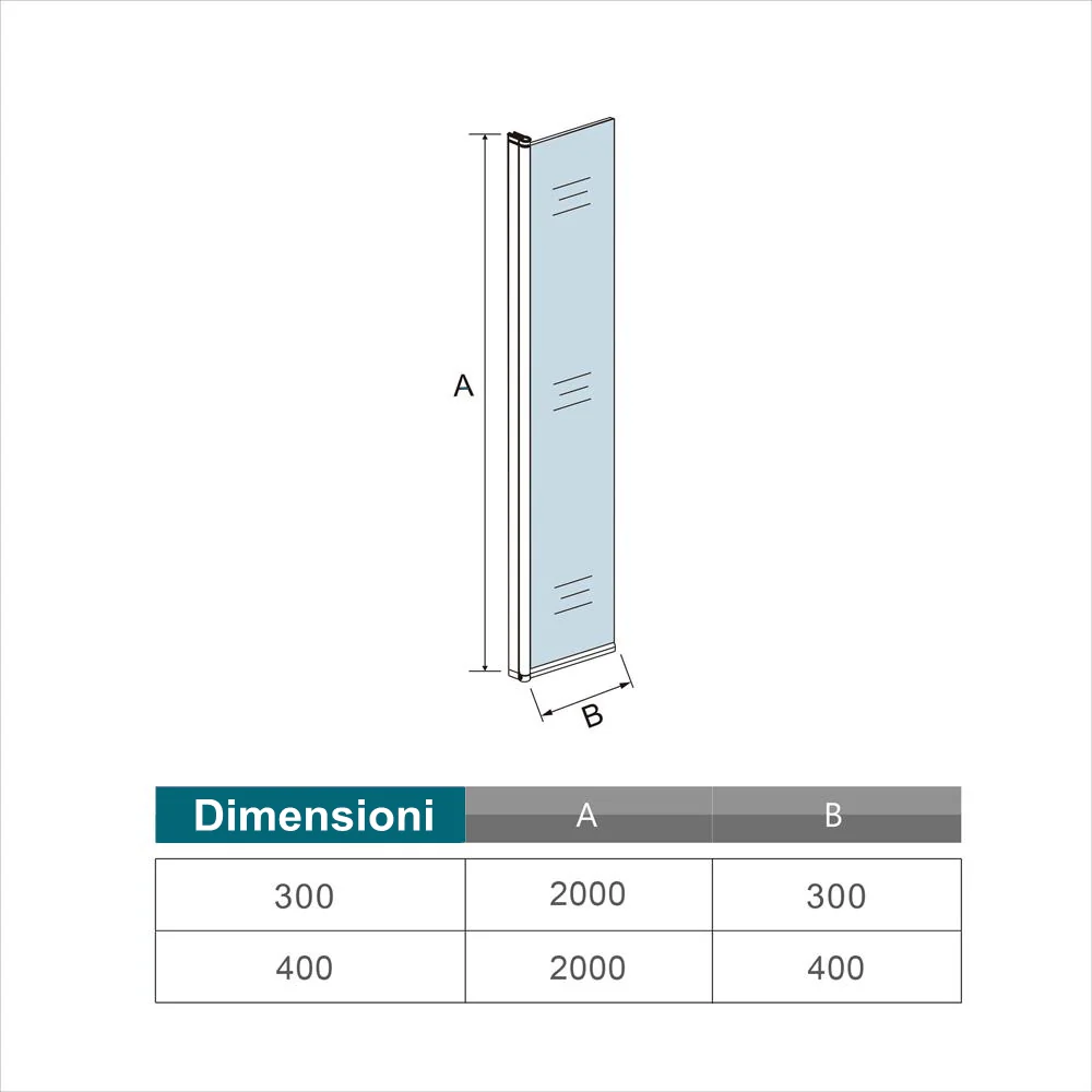 Aica Paretina movibile per Walk In Altezza 190/200 cm Parete Per Doccia Vetro Temperato Trasparente da 8 mm Anticalcare Telaio Cromato Lucido - Image 9
