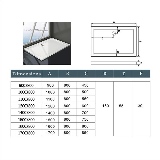 Aica Piatto Doccia Rettangolare Bianco Lucido Antiscivolo Antibatterico Ultraslim 3cm In Marmo e Resina Mista Dimensioni Multiple - Image 7
