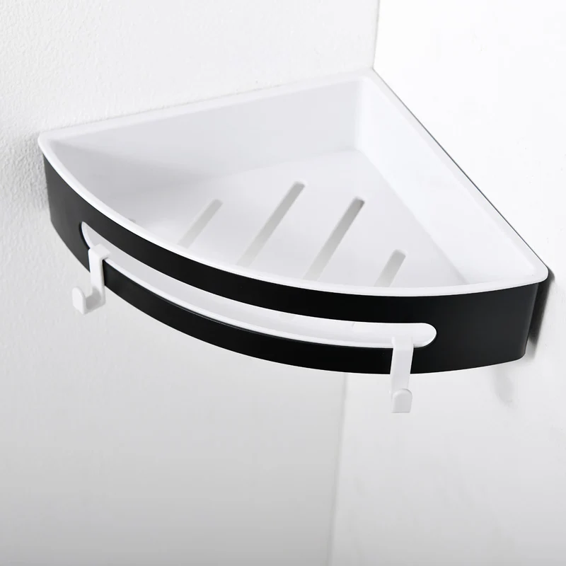 AICA Mensola Doccia Angolare Organizzatore Senza Chiodi SUS 304 Acciaio Inox ABS Cesto Antiruggine per Bagno Nero Opaca - Image 3