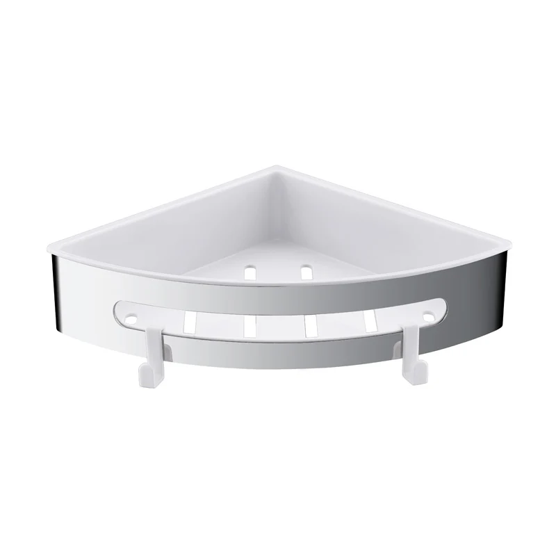 AICA Mensola Doccia Angolare Organizzatore Senza Chiodi SUS 304 Acciaio Inox ABS Cesto Antiruggine per Bagno Argento Lucidato - Image 5
