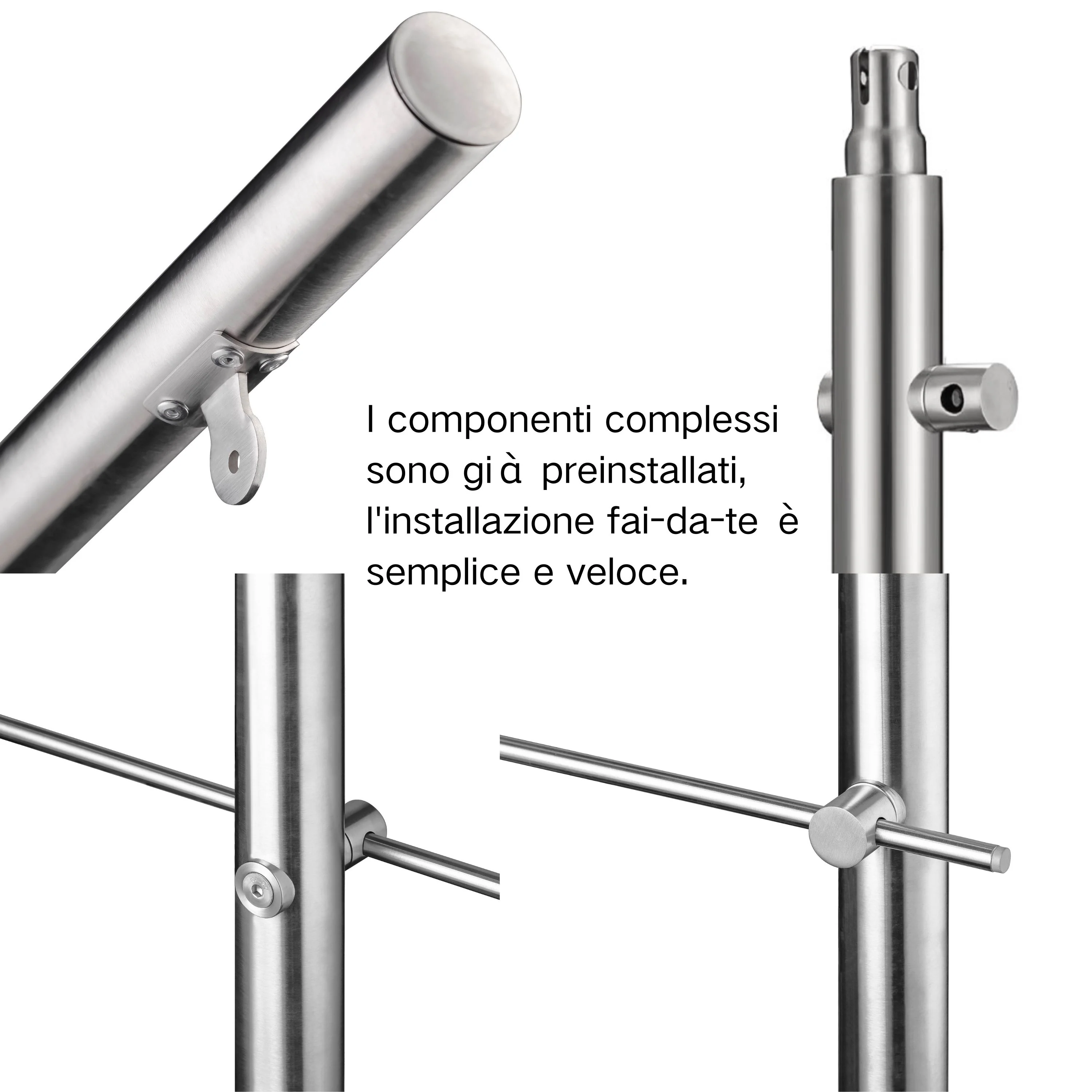 Ringhiera universale in acciaio inox 80-100-120-150-180-200-220-240 cm con 3 barre trasversali - Image 8
