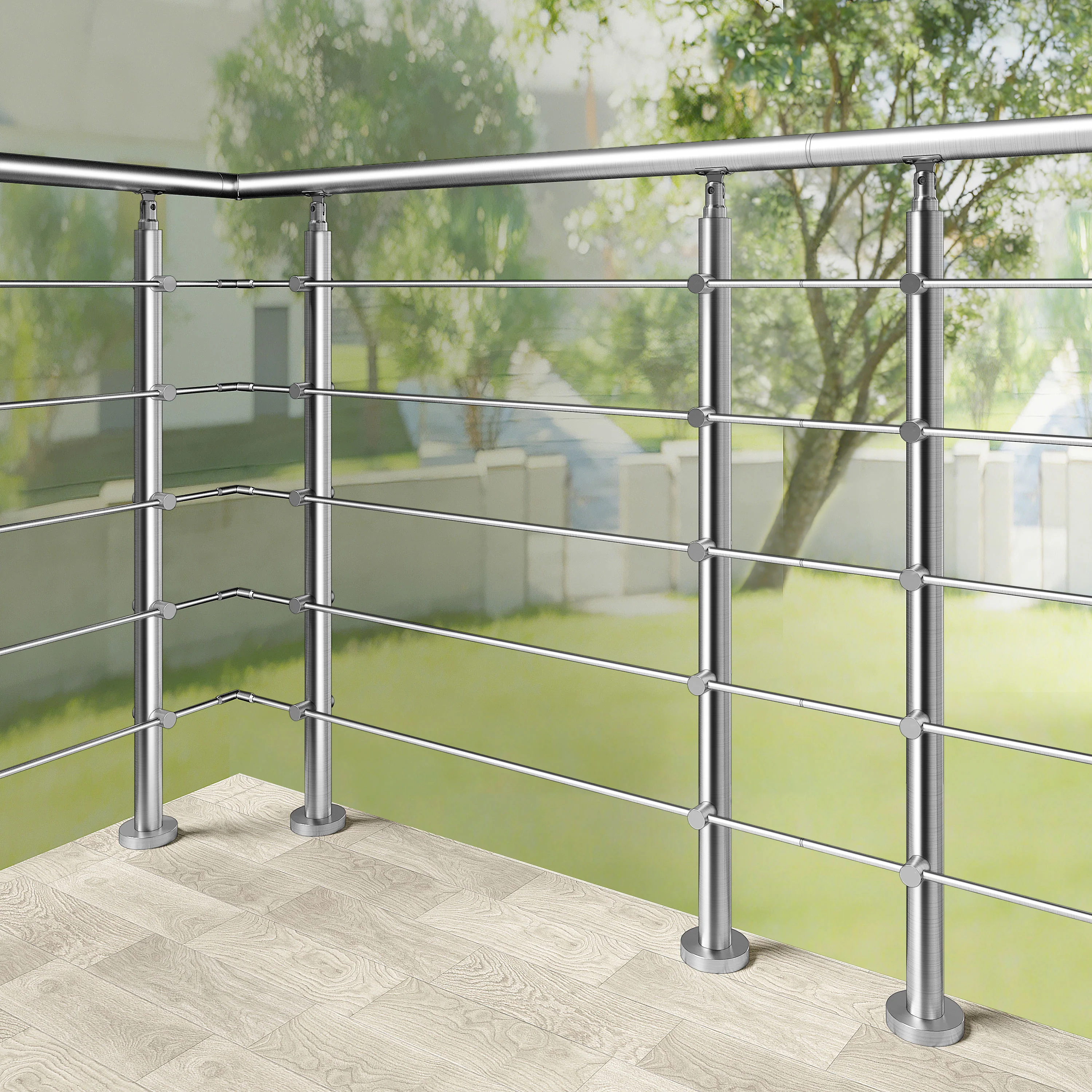 Ringhiera universale in acciaio inox 80-100-120-150-180-200-220-240 cm con 5 barre trasversali - Image 6