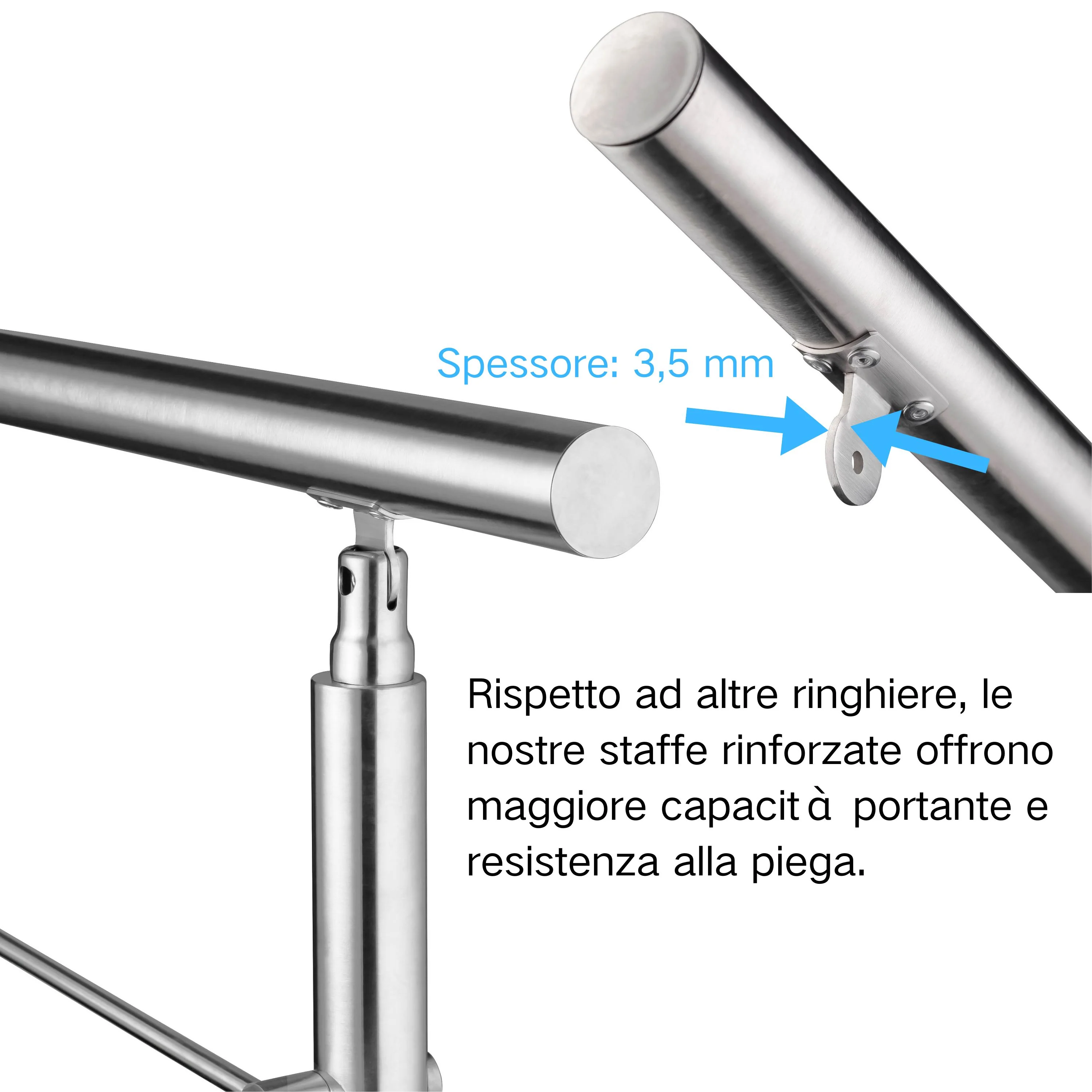 Ringhiera universale in acciaio inox 80-100-120-150-180-200-220-240 cm con 5 barre trasversali - Image 9