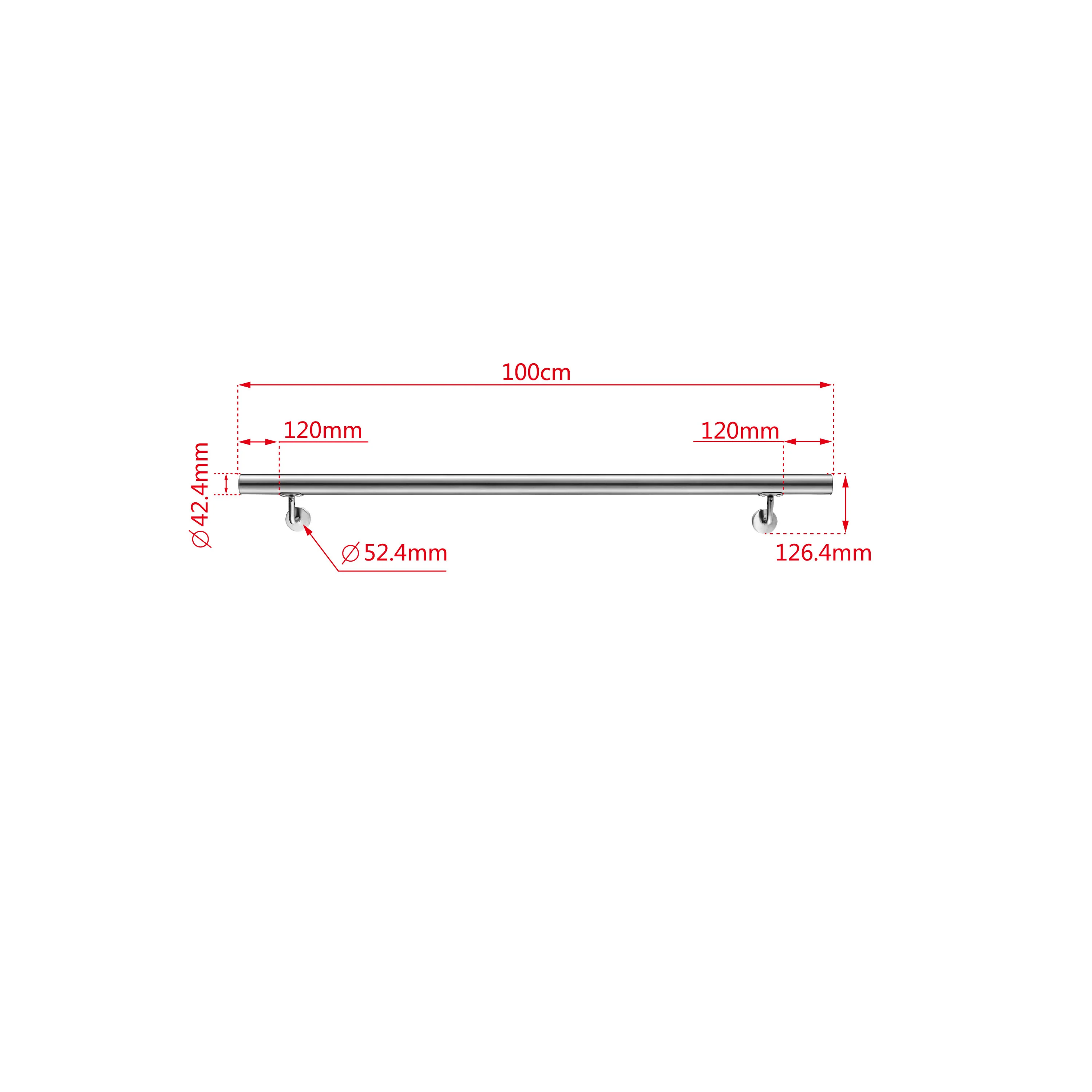 Corrimano in acciaio inox 304 spazzolato 80/100/120/150/180/200cm per interni ed esterni scale - Image 6
