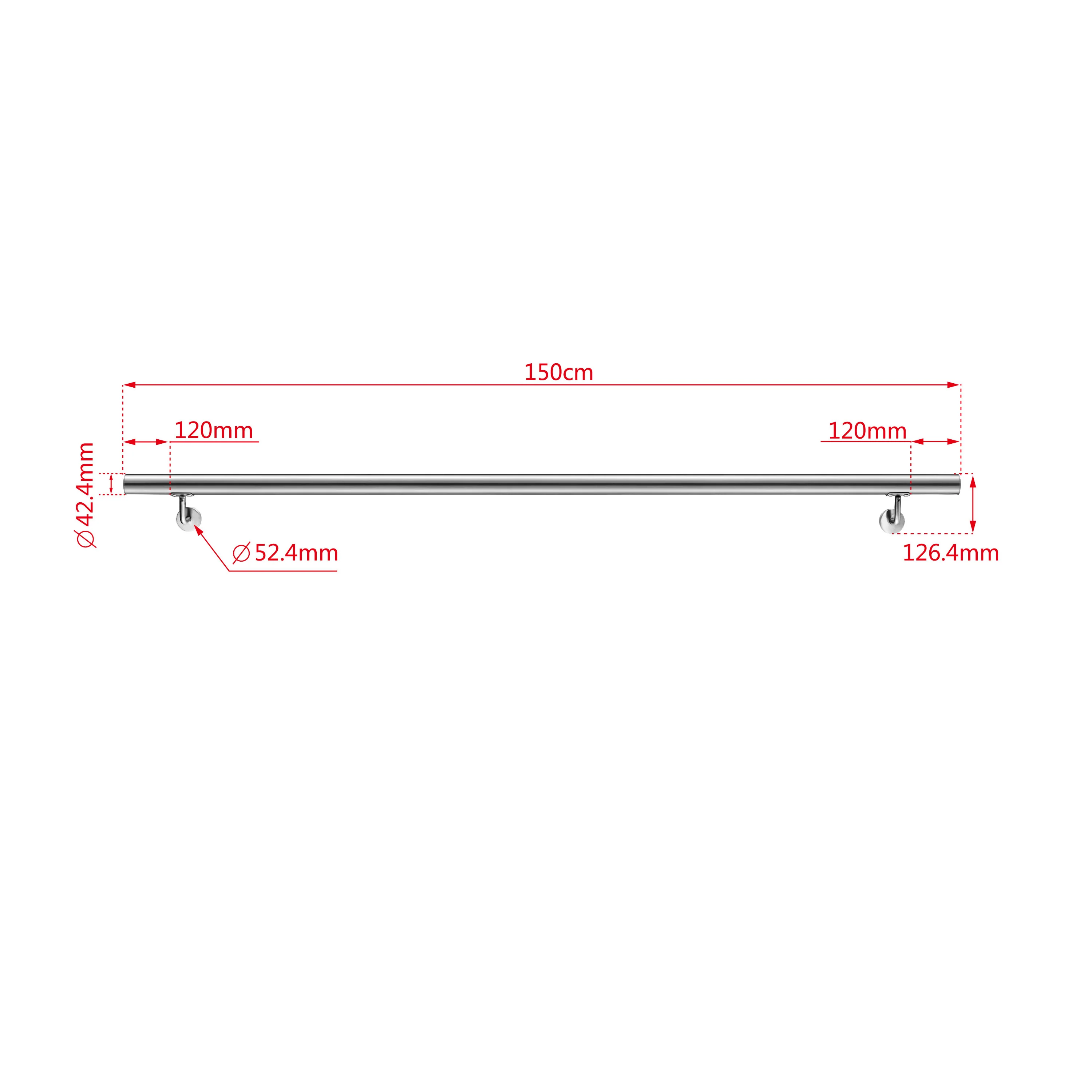 Corrimano in acciaio inox 304 spazzolato 80/100/120/150/180/200cm per interni ed esterni scale - Image 8