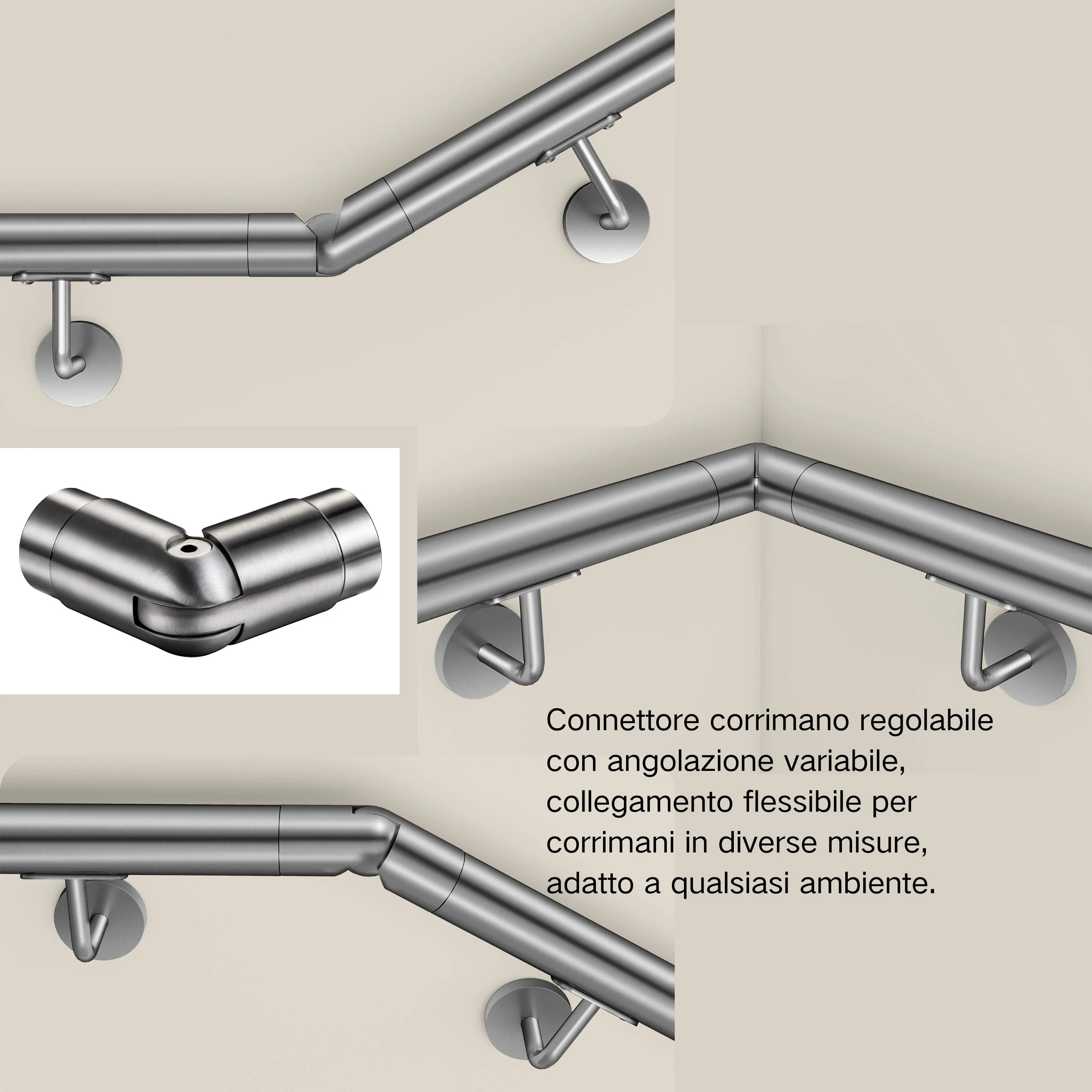Corrimano Inox 304 Satinato 80-100-120-150-180-200-220-240 cm per Pareti Interne ed Esterne - Image 12