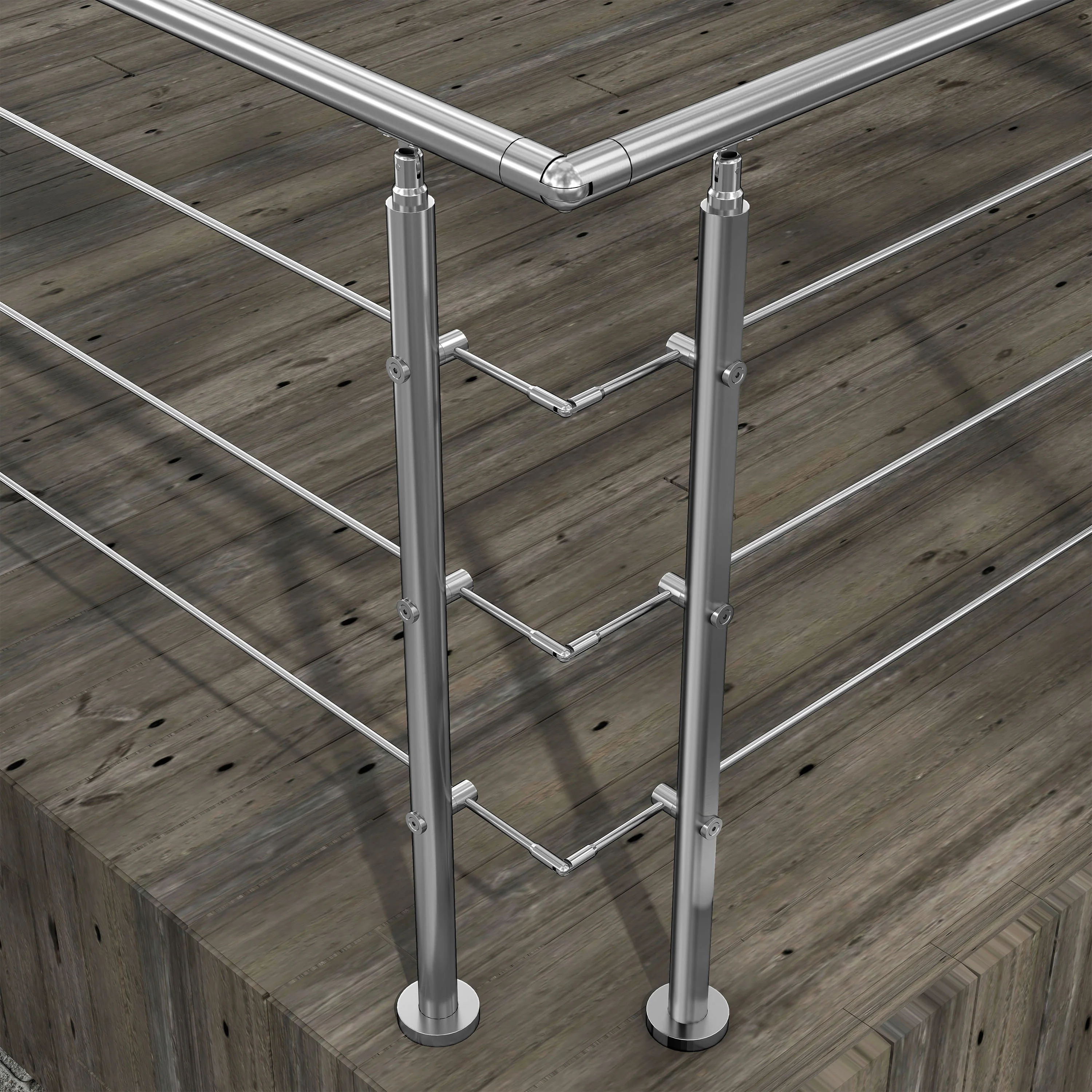 Kit Connettore Dritto/Angolo Regolabile per Ringhiere in Acciaio Inox 304 Diametro 42.4 mm Configuratore per Corrimano per Ringhiere a 3/5 Traversi - Image 6
