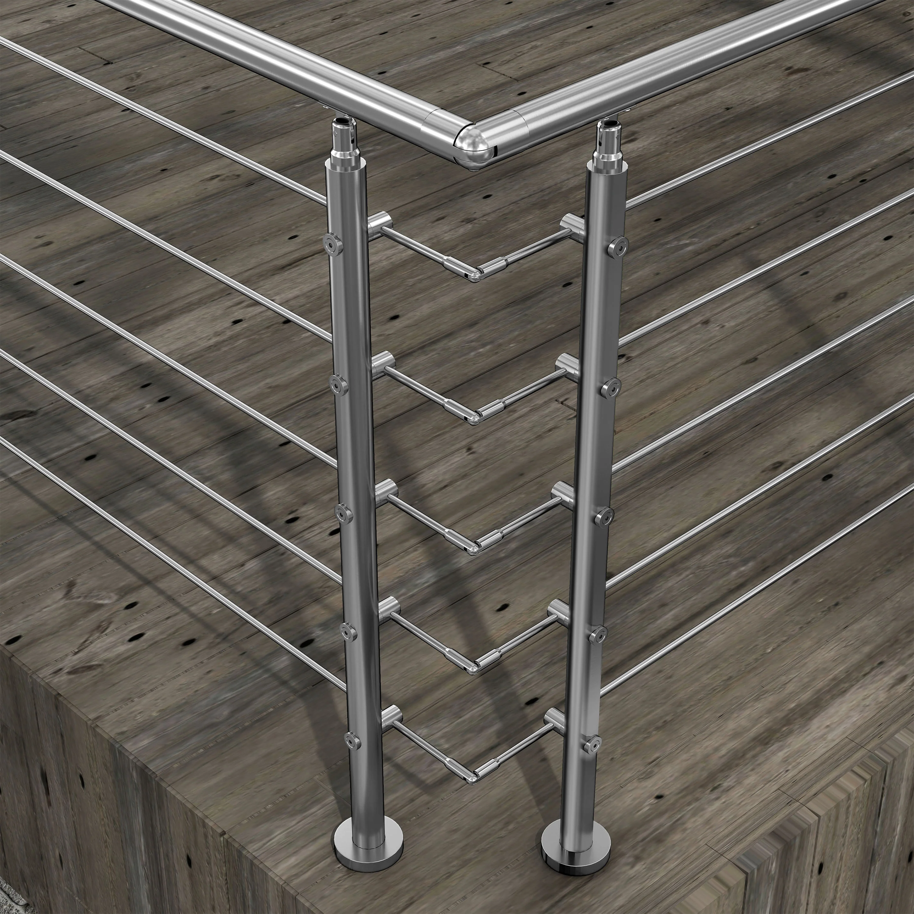 Kit Connettore Dritto/Angolo Regolabile per Ringhiere in Acciaio Inox 304 Diametro 42.4 mm Configuratore per Corrimano per Ringhiere a 3/5 Traversi - Image 9