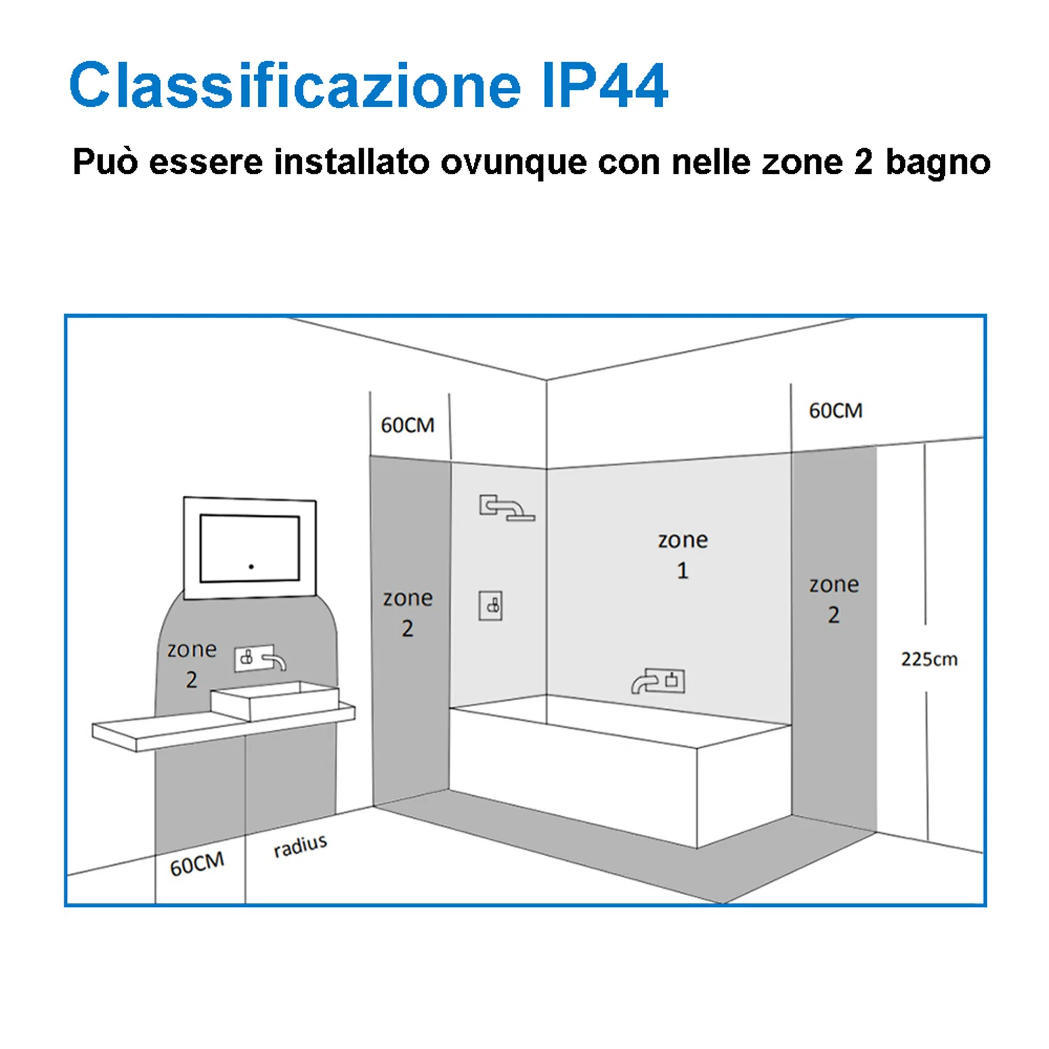 Aica Specchio Per Trucco Da Parete A Parete Con Specchio A Led Per Il Bagno A Parete A Led Nuovo Pulsante,Bianco Freddo,Anti-Appannamento - Image 7