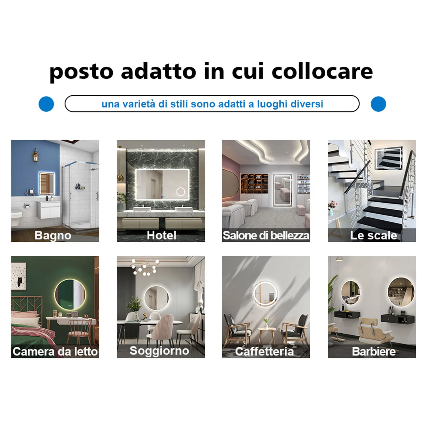 Aica Specchio Per Trucco Da Parete A Parete Con Specchio A Led Per Il Bagno A Parete A Led Nuovo Pulsante,Bianco Freddo,Anti-Appannamento - Image 8